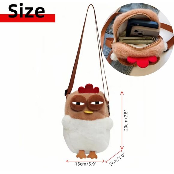 Kawaii Chick Mini Purse for Kids - Plush Crossbody Bag with Adjustable Strap - Picture 4 of 6